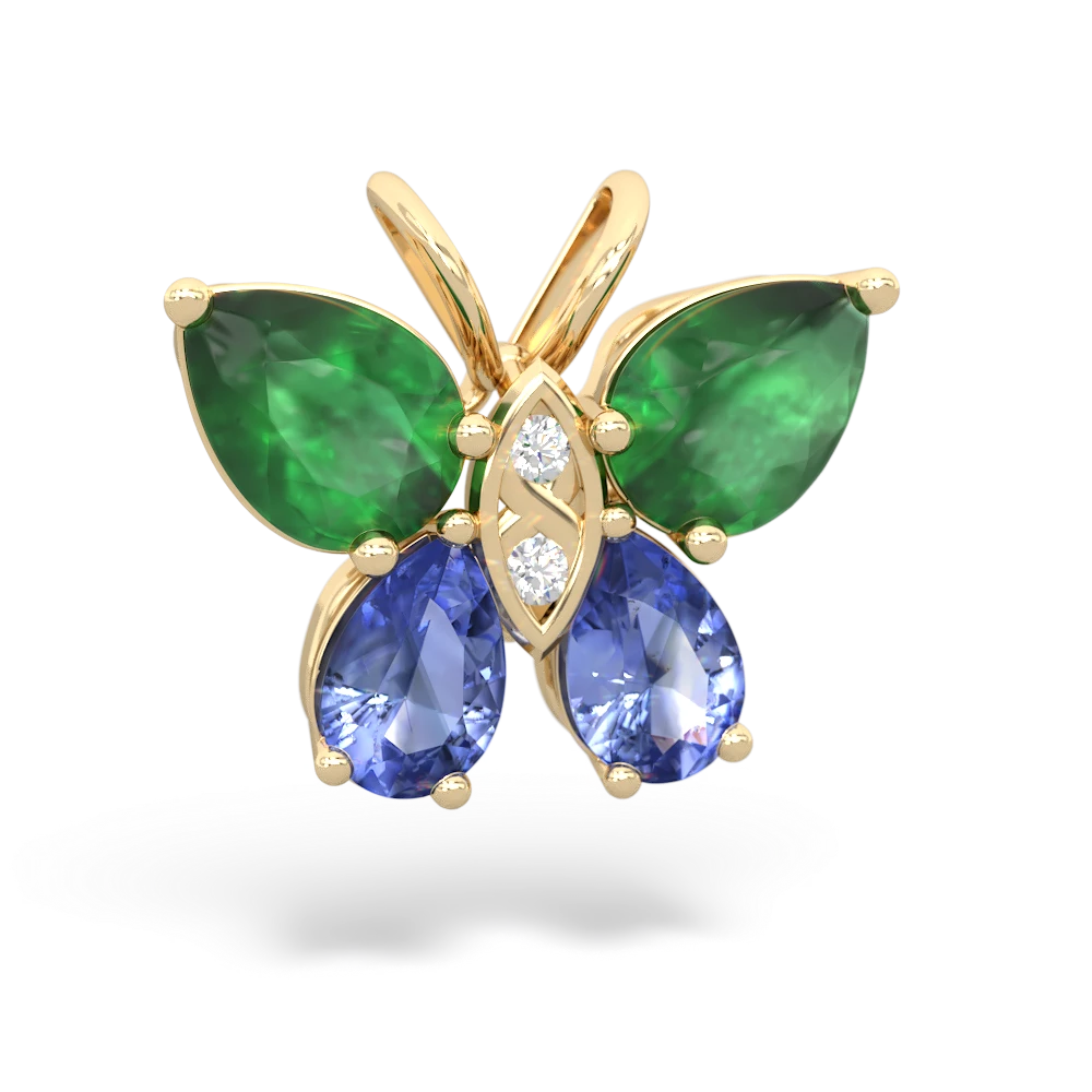 Emerald Butterfly 14K Yellow Gold pendant P2215