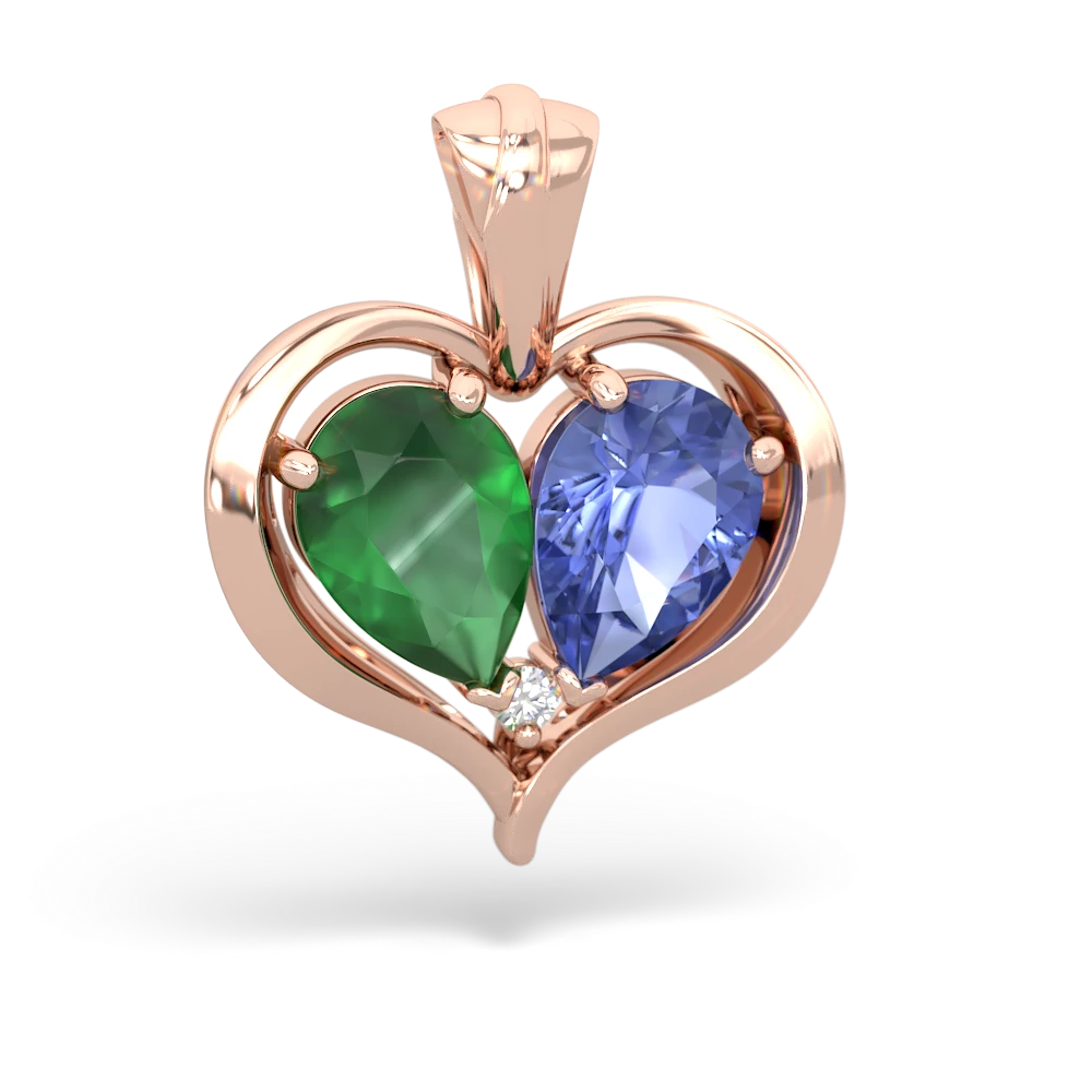 Emerald Two Become One 14K Rose Gold pendant P5330