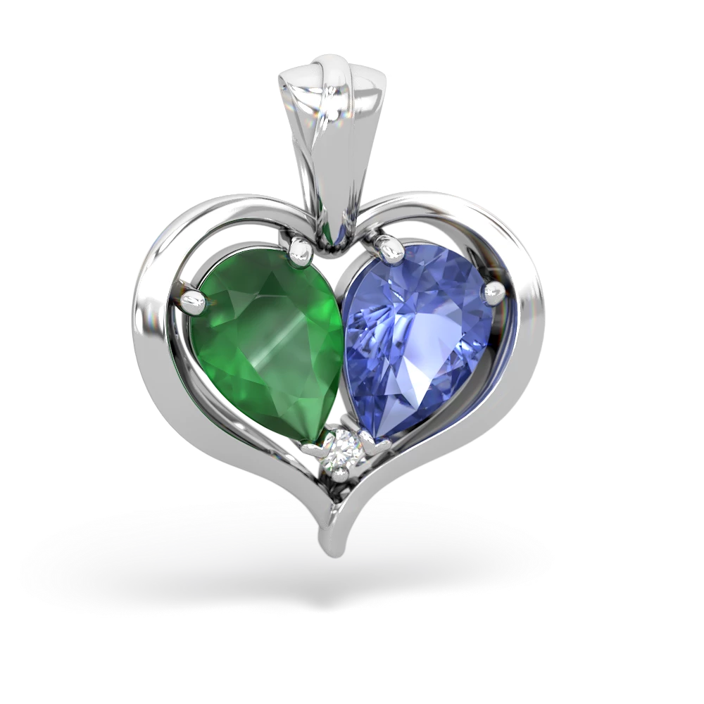 Emerald Two Become One 14K White Gold pendant P5330