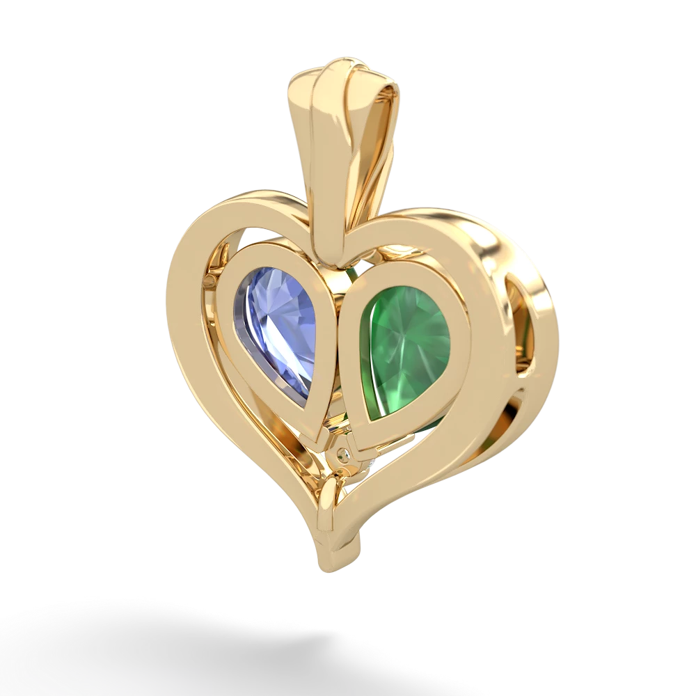 Emerald Two Become One 14K Yellow Gold pendant P5330