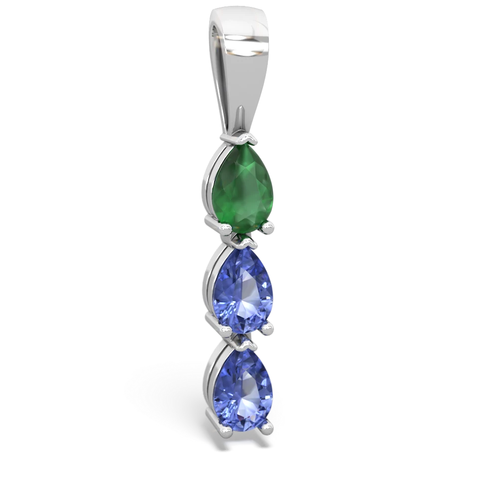 Emerald Dew Drops 14K White Gold pendant P2251