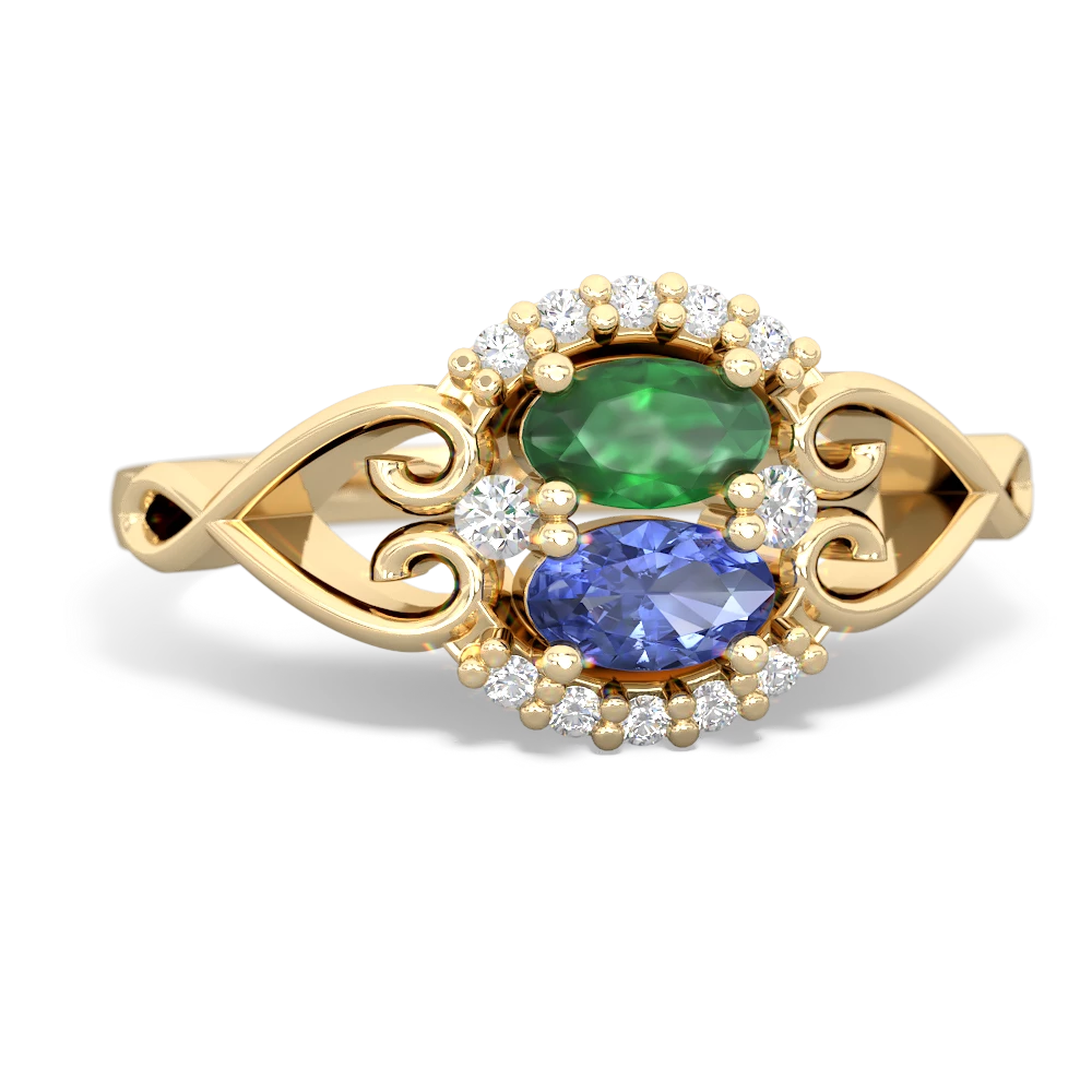 Emerald Love Nest 14K Yellow Gold ring R5860