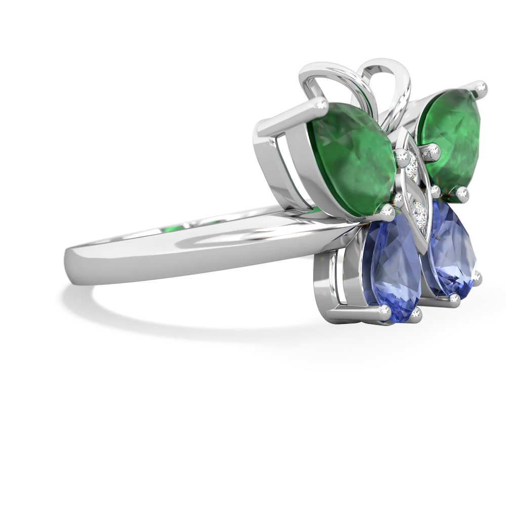 Emerald Butterfly 14K White Gold ring R2215