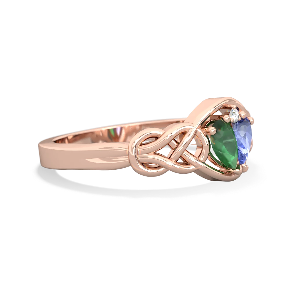 Emerald Celtic Love Knot 14K Rose Gold ring R5420