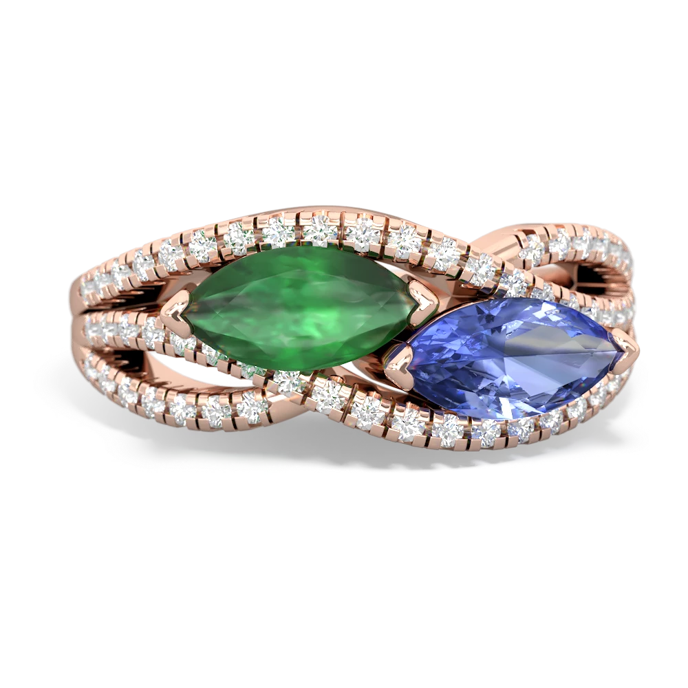 Emerald Diamond Rivers 14K Rose Gold ring R3070