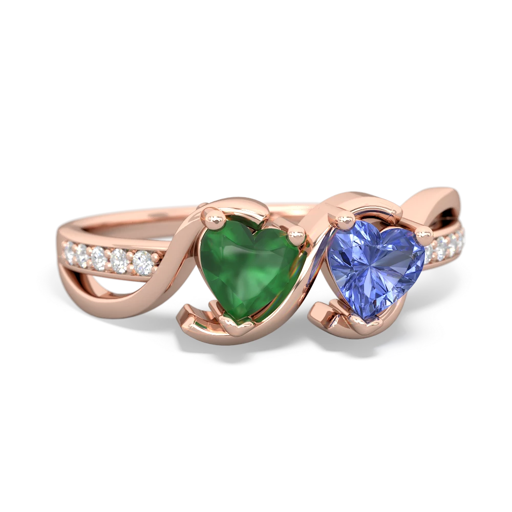 Emerald Side By Side 14K Rose Gold ring R3090