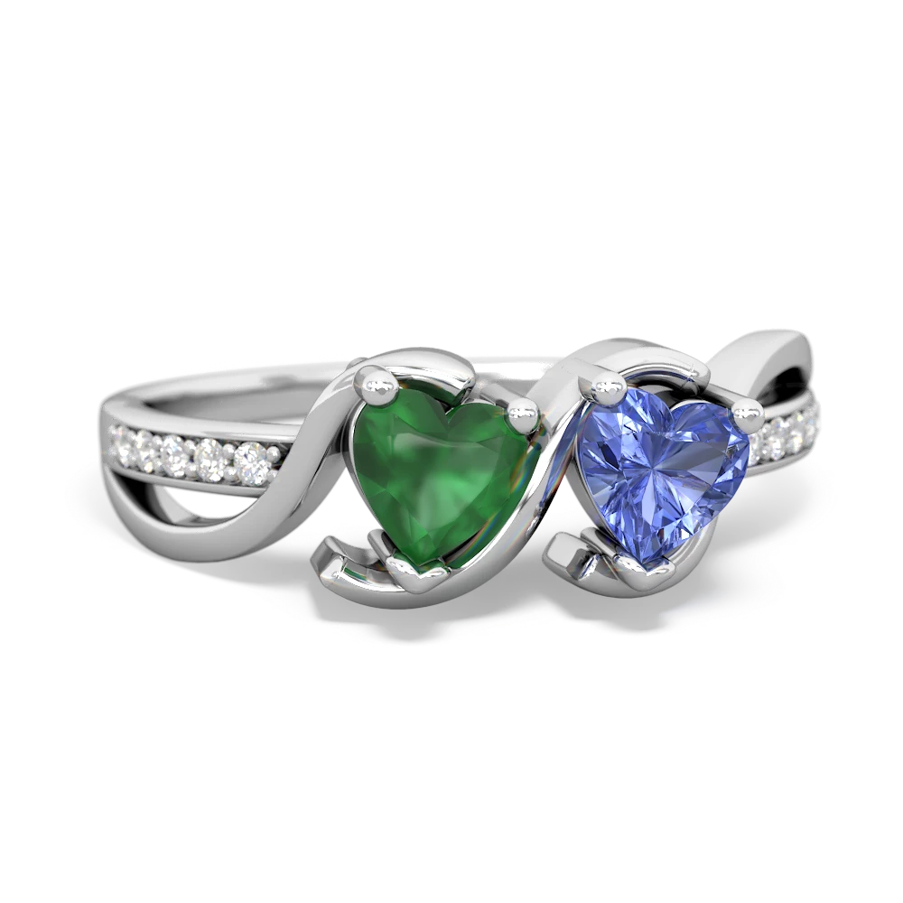 Emerald Side By Side 14K White Gold ring R3090