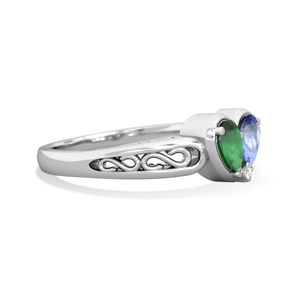 Emerald Filligree 'One Heart' 14K White Gold ring R5070