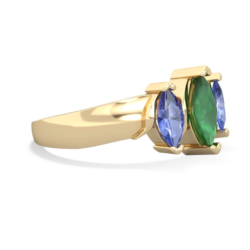 Emerald Three Peeks 14K Yellow Gold ring R2433