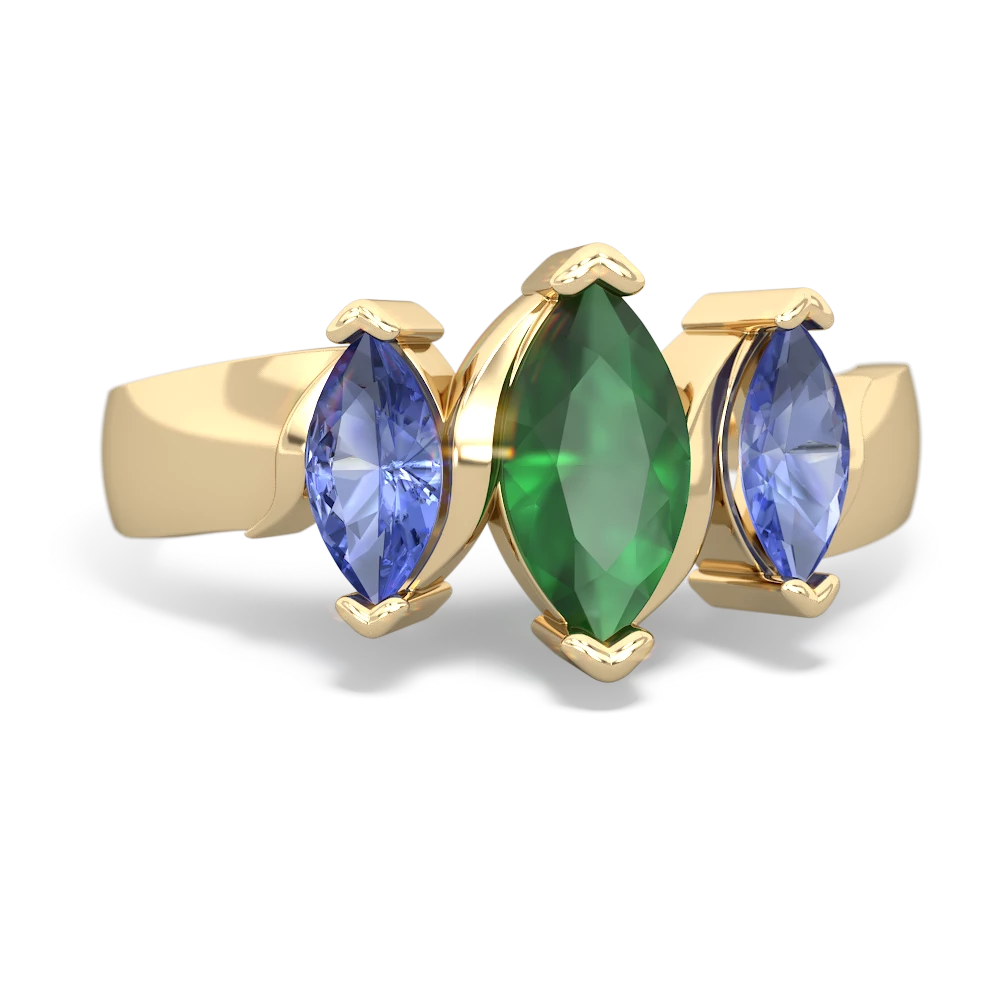 Emerald Three Peeks 14K Yellow Gold ring R2433