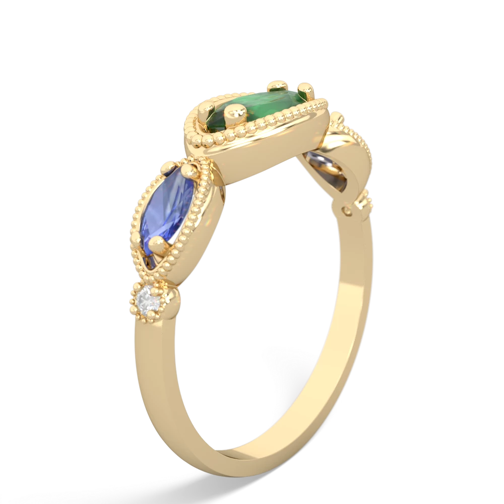 Emerald Milgrain Marquise 14K Yellow Gold ring R5700