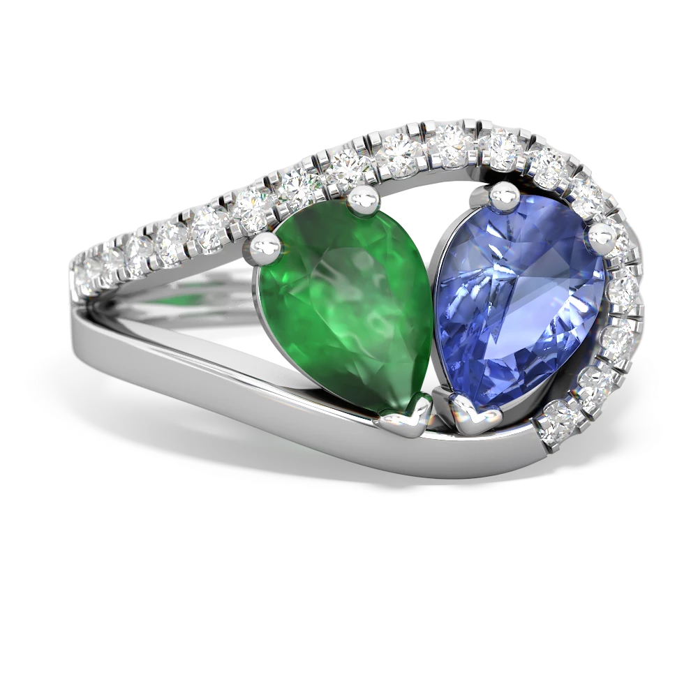 Emerald Nestled Heart Keepsake 14K White Gold ring R5650