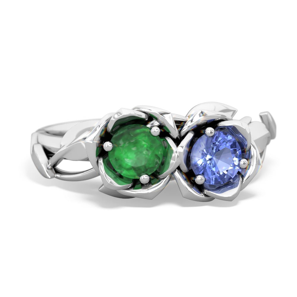 Emerald Rose Garden 14K White Gold ring R5510