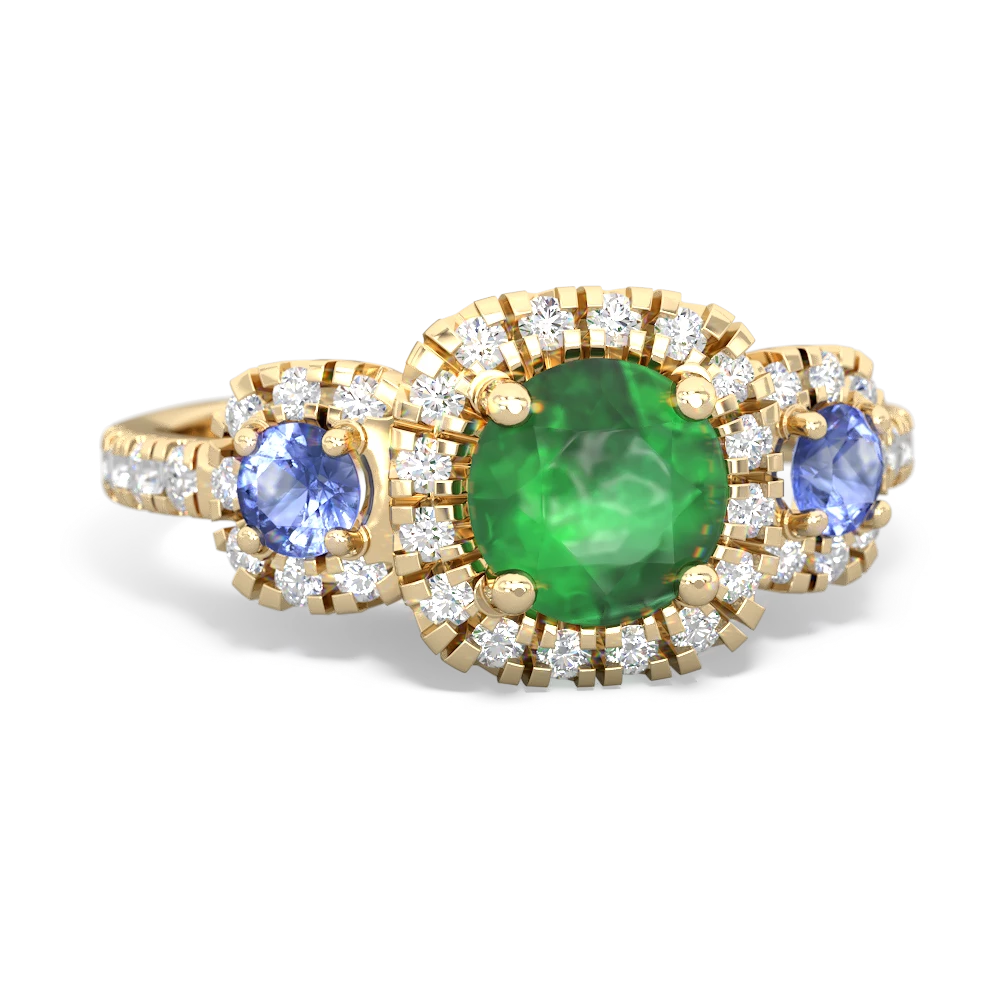 Emerald Regal Halo 14K Yellow Gold ring R5350