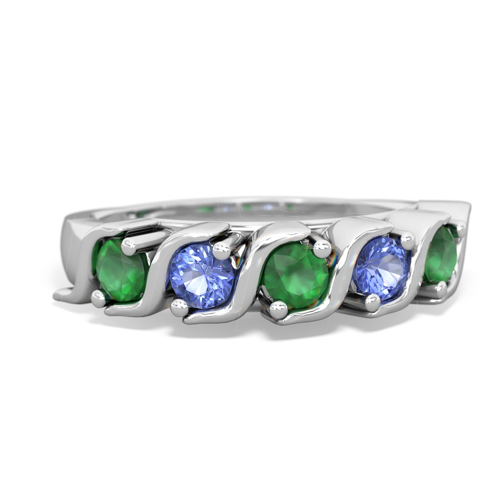 Emerald Anniversary Band 14K White Gold ring R2089