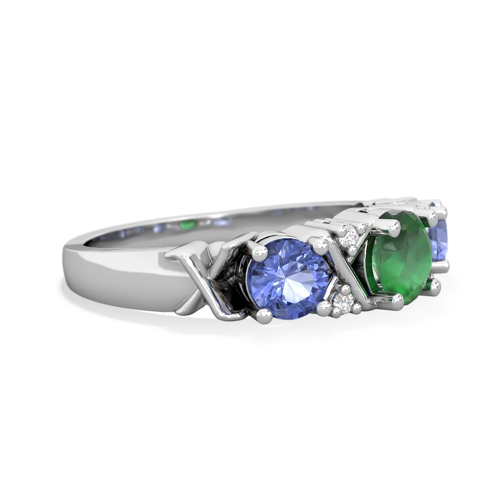 Emerald Hugs And Kisses 14K White Gold ring R5016