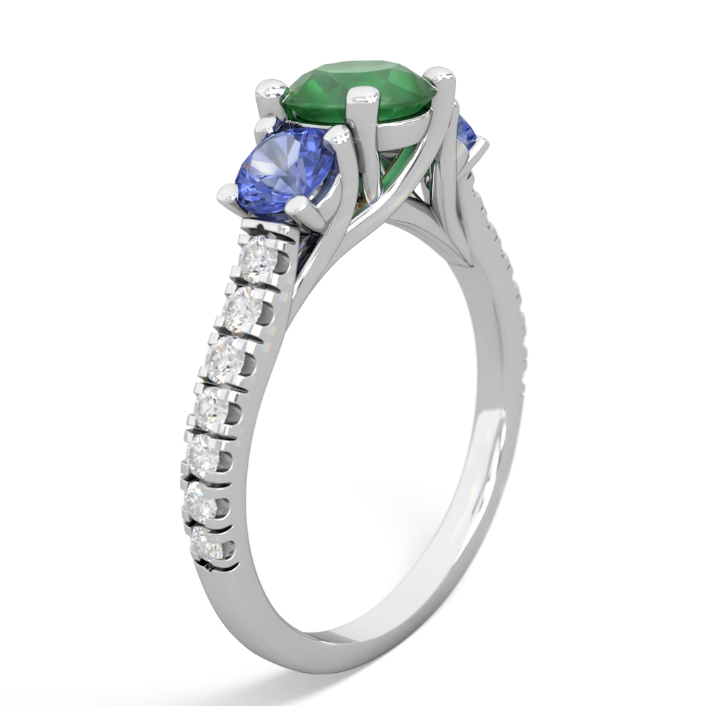 Emerald Pave Trellis 14K White Gold ring R5500