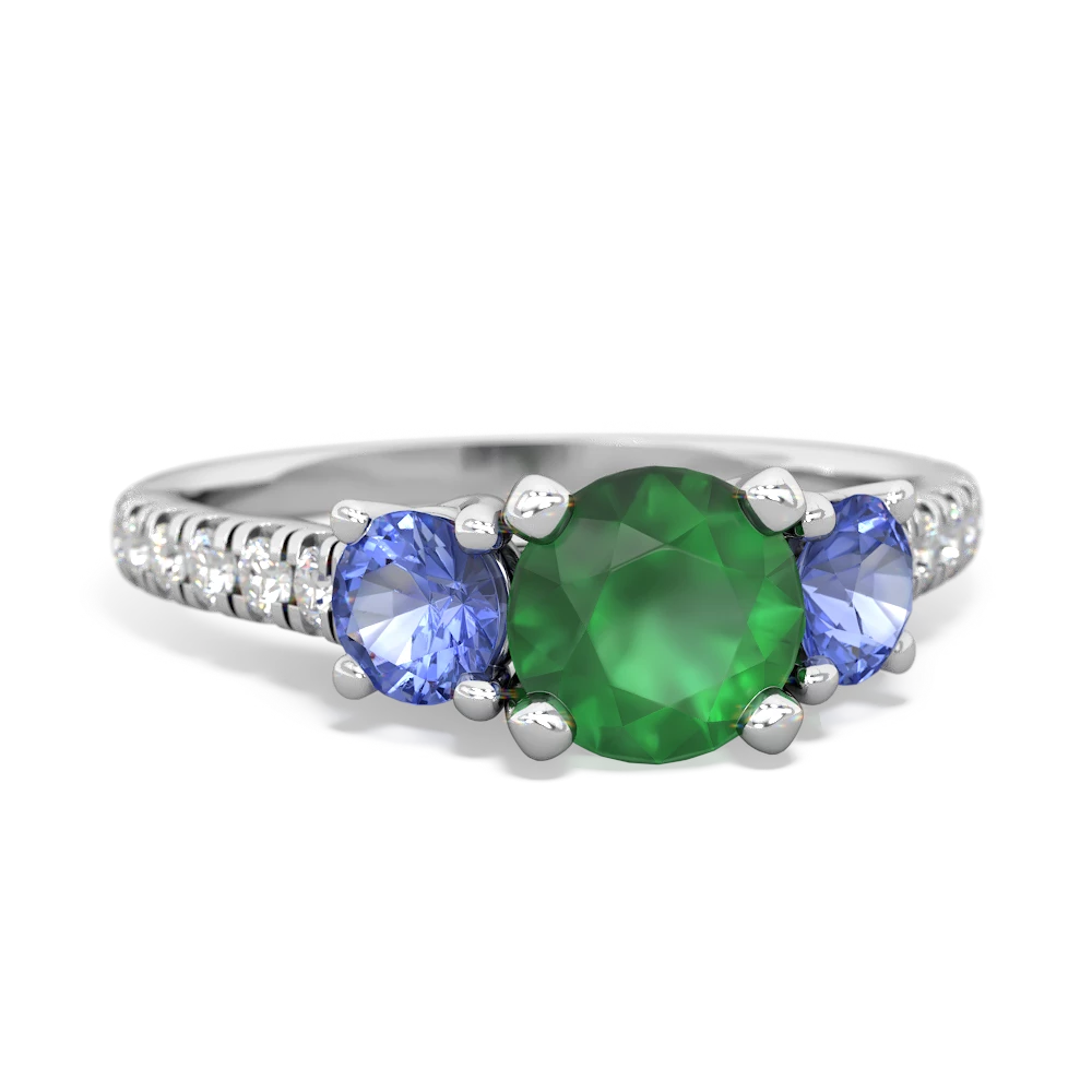 Emerald Pave Trellis 14K White Gold ring R5500