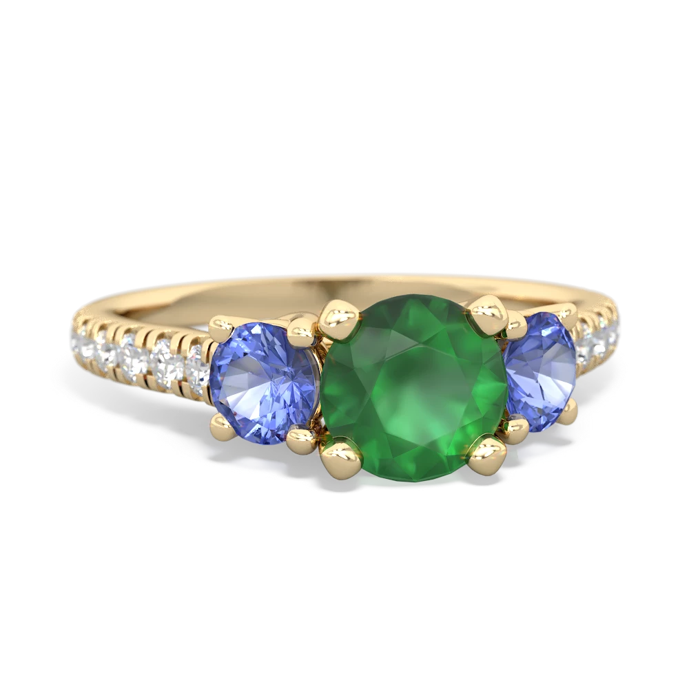 Emerald Pave Trellis 14K Yellow Gold ring R5500