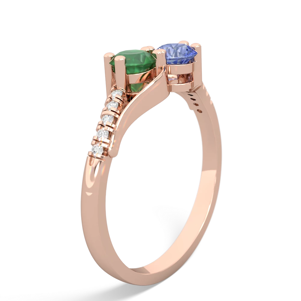 Emerald Infinity Pave Two Stone 14K Rose Gold ring R5285