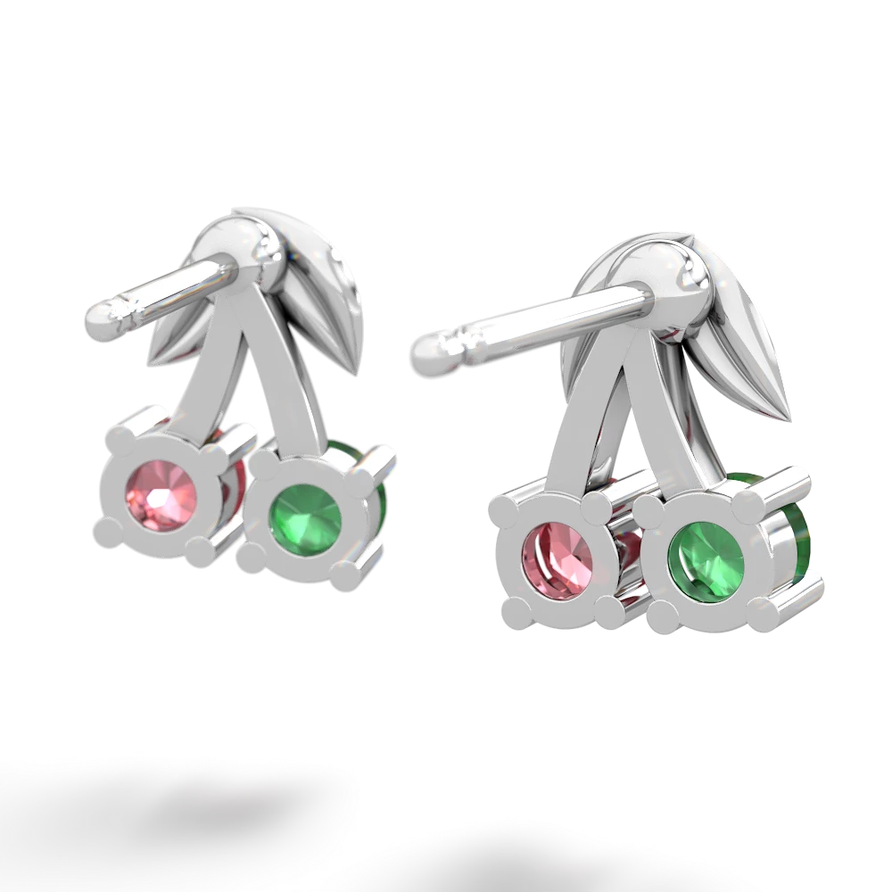 Emerald Sweet Cherries 14K White Gold earrings E7001