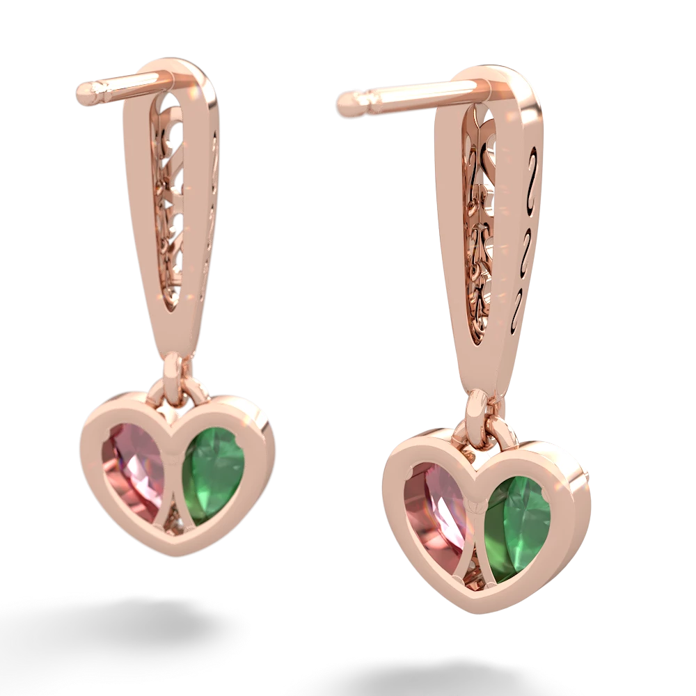 Emerald Filligree Heart 14K Rose Gold earrings E5070