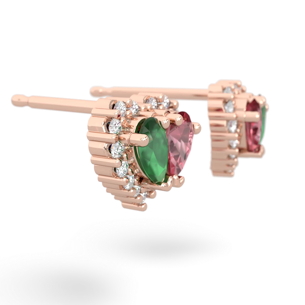 Emerald Halo 14K Rose Gold earrings E7008