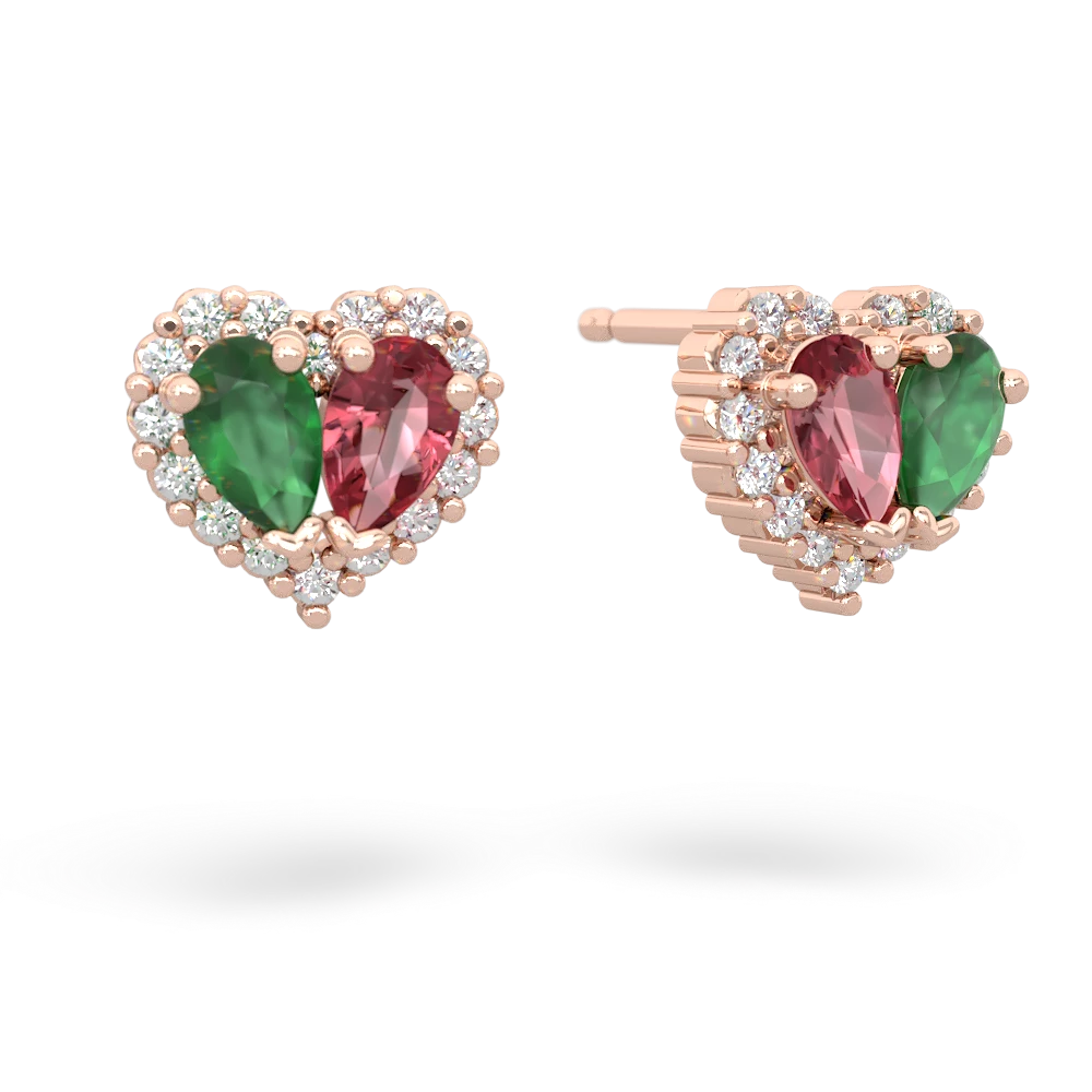 Emerald Halo 14K Rose Gold earrings E7008