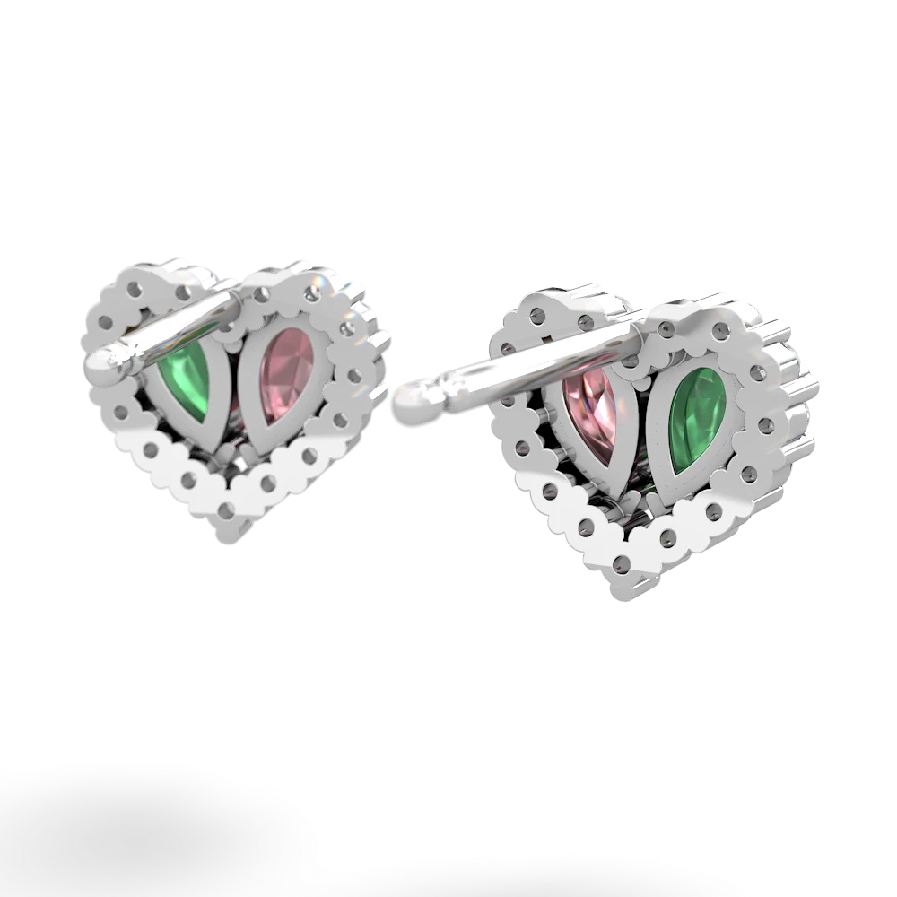 Emerald Halo 14K White Gold earrings E7008