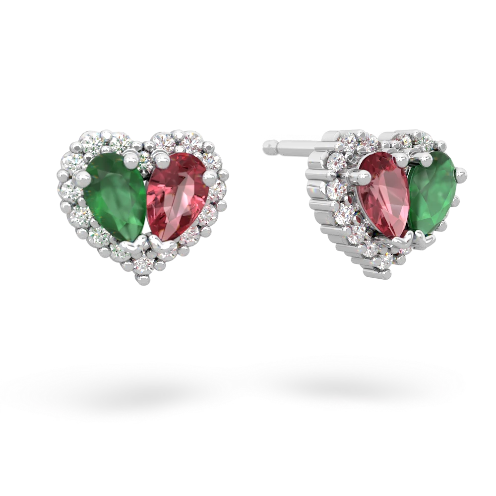 Emerald Halo 14K White Gold earrings E7008