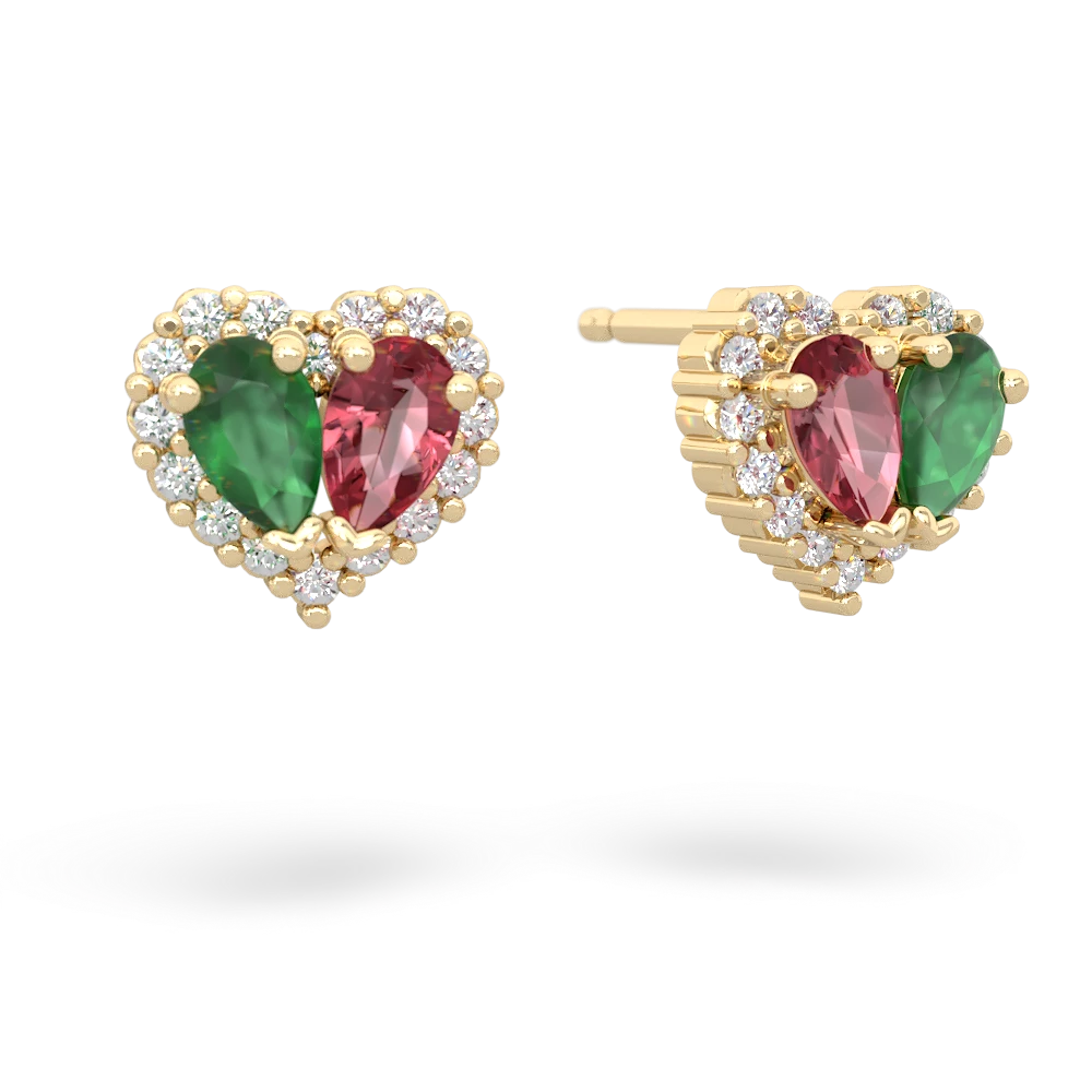 Emerald Halo 14K Yellow Gold earrings E7008