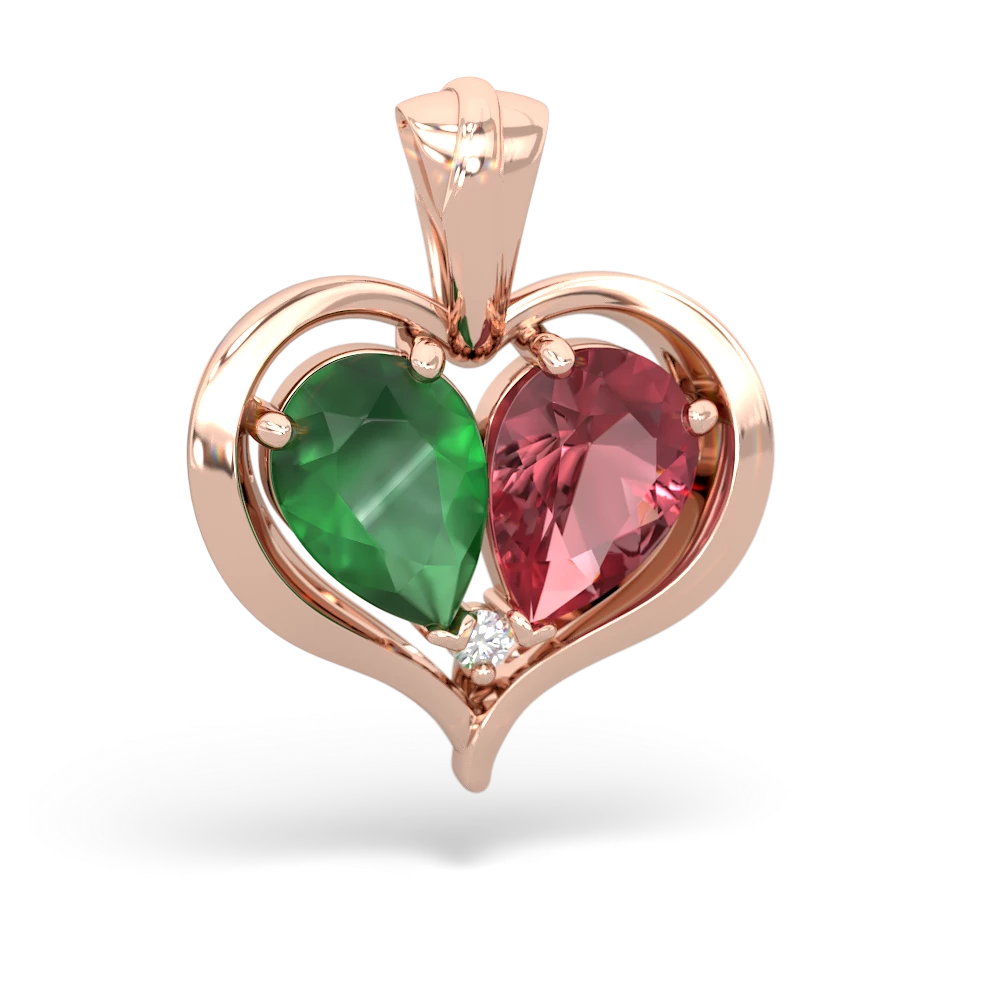 Emerald Two Become One 14K Rose Gold pendant P5330