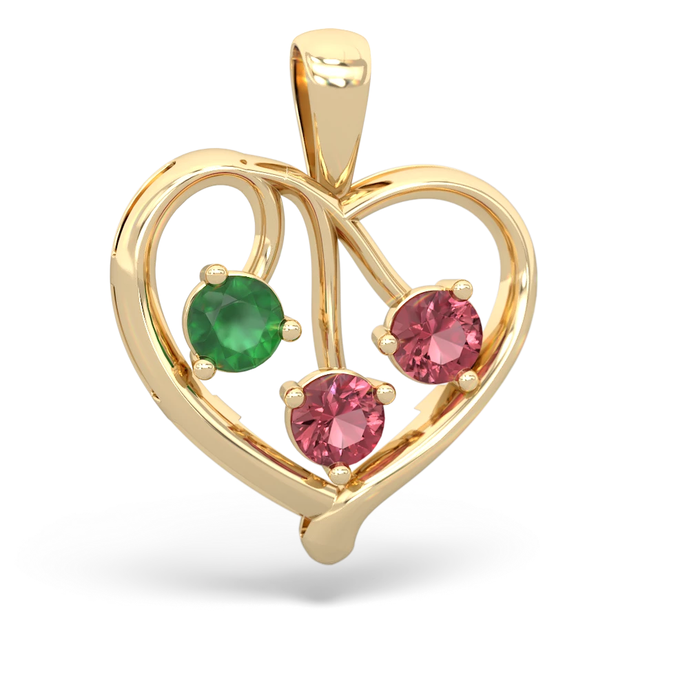 Emerald Glowing Heart 14K Yellow Gold pendant P2233