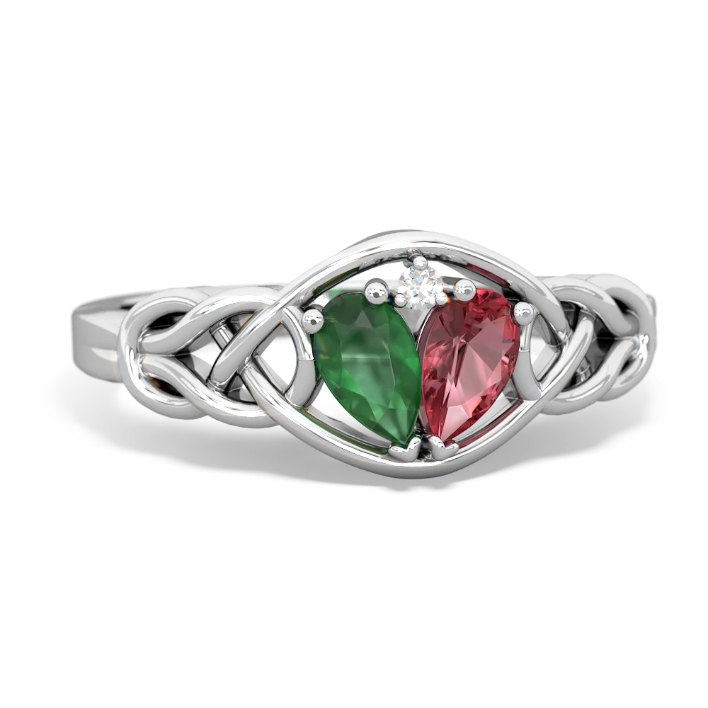 Emerald Celtic Love Knot 14K White Gold ring R5420