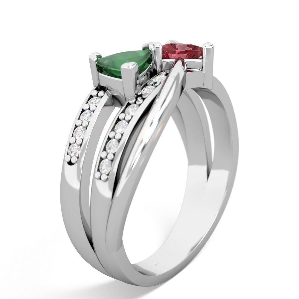 Emerald Bowtie 14K White Gold ring R2360