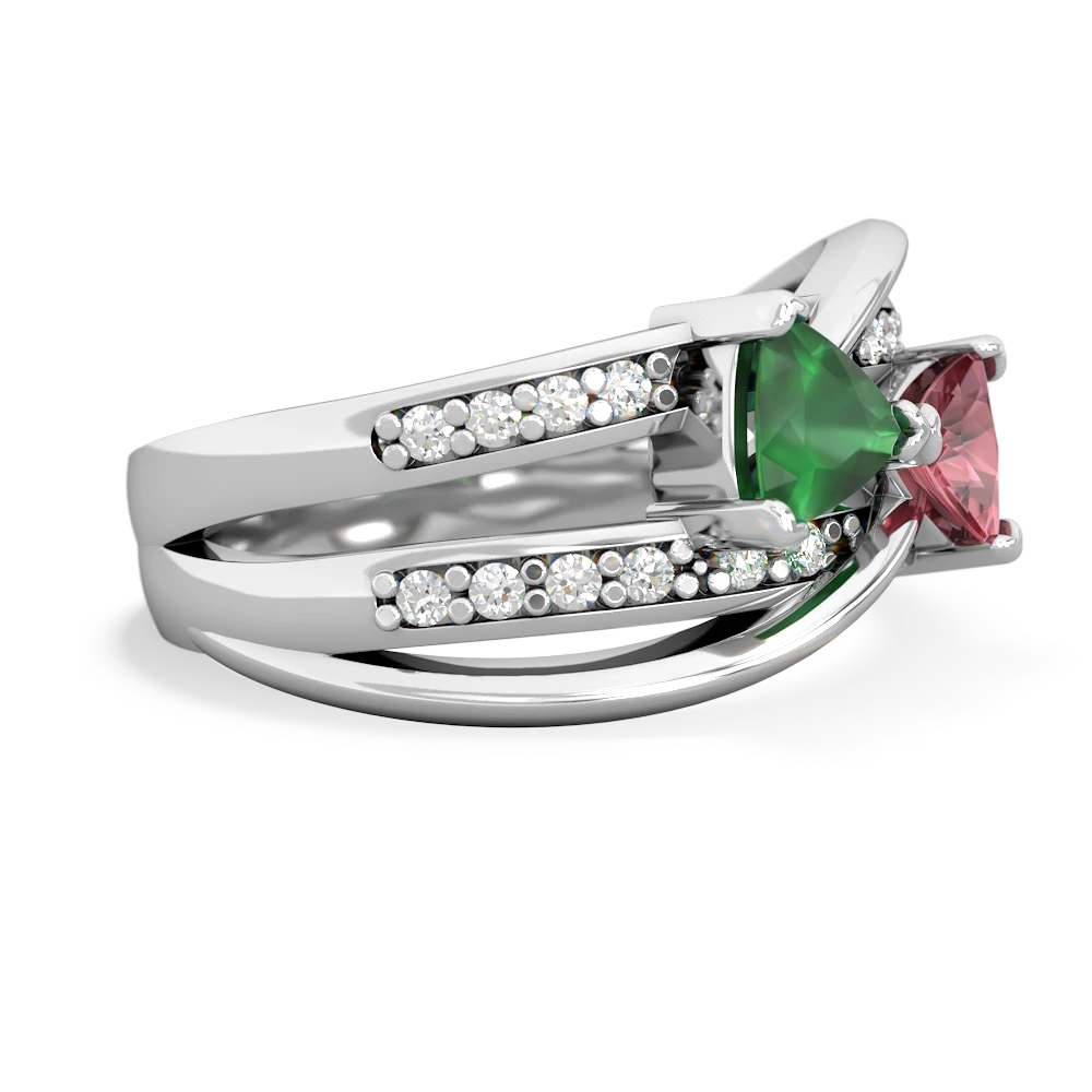 Emerald Bowtie 14K White Gold ring R2360