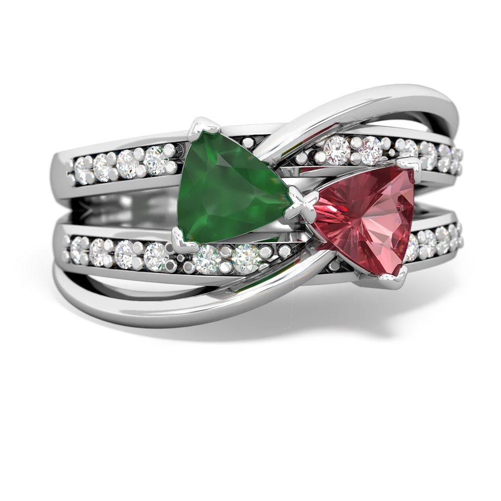 Emerald Bowtie 14K White Gold ring R2360