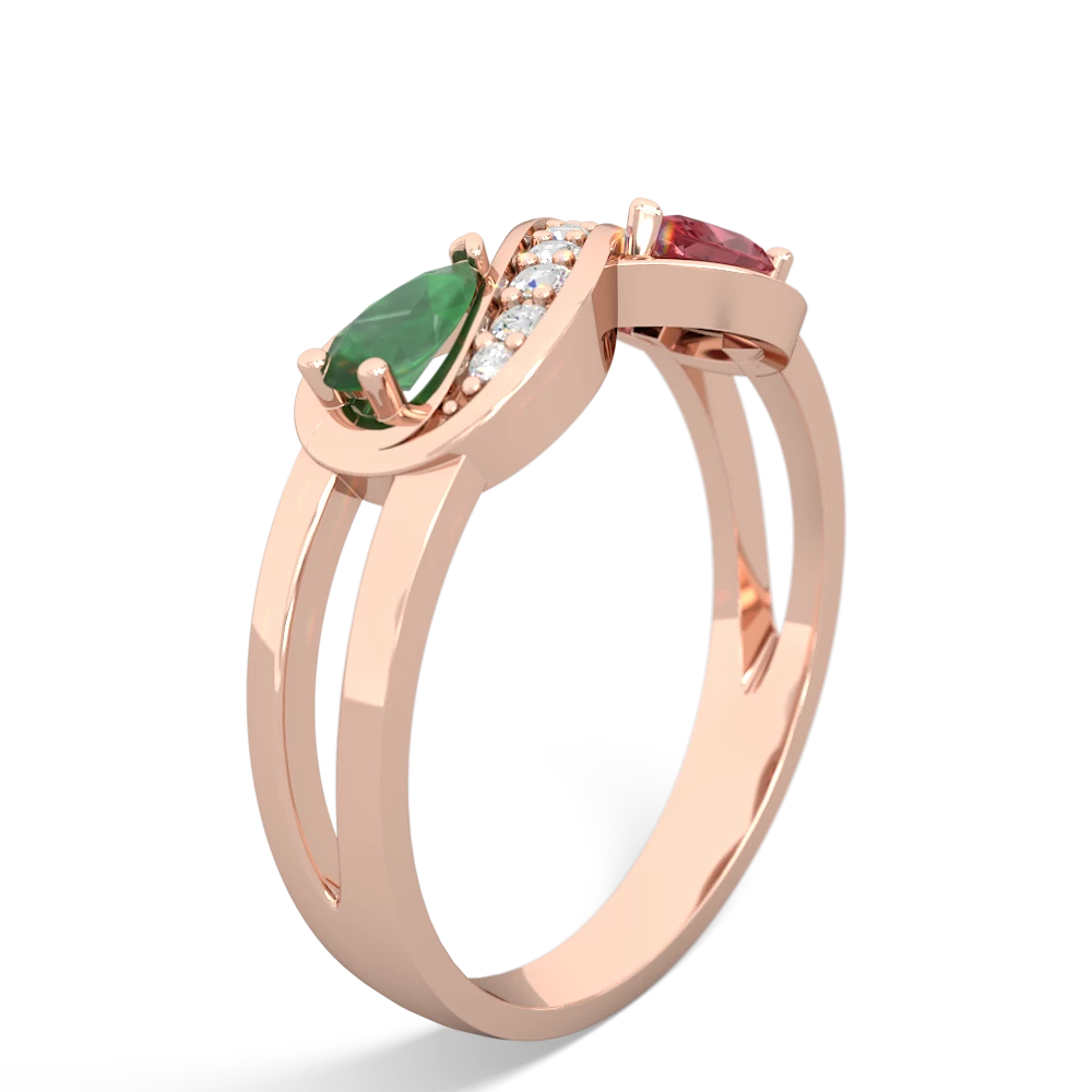 Emerald Diamond Infinity 14K Rose Gold ring R5390