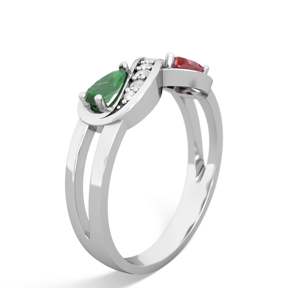 Emerald Diamond Infinity 14K White Gold ring R5390