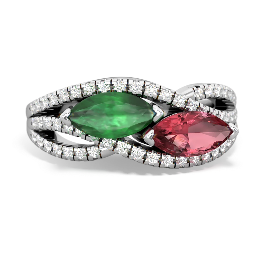 Emerald Diamond Rivers 14K White Gold ring R3070