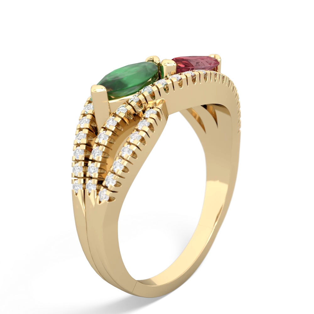 Emerald Diamond Rivers 14K Yellow Gold ring R3070