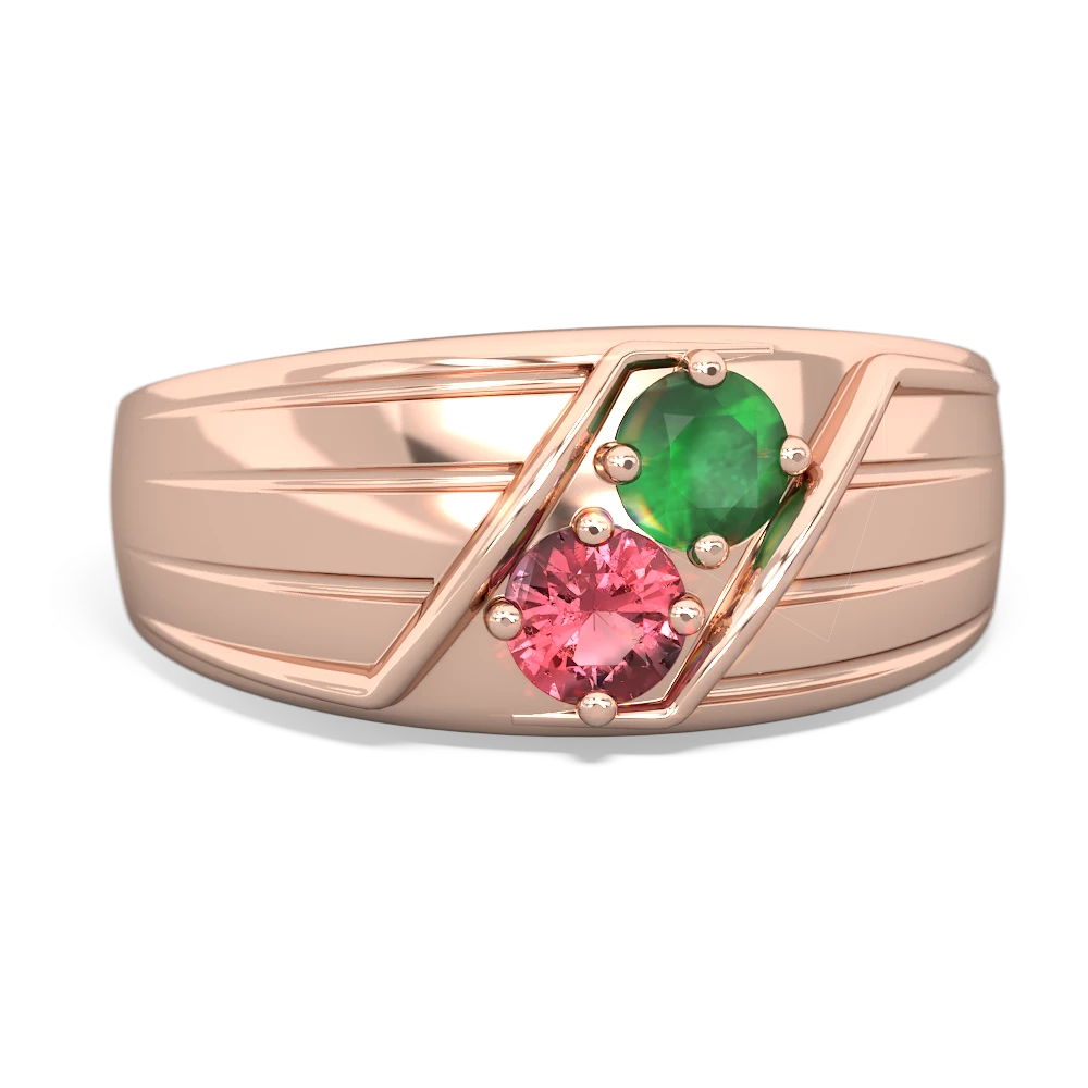 Emerald Men's Streamline 14K Rose Gold ring R0460