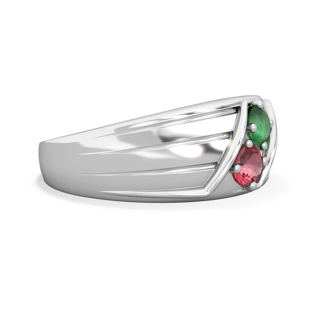 Emerald Men's Streamline 14K White Gold ring R0460