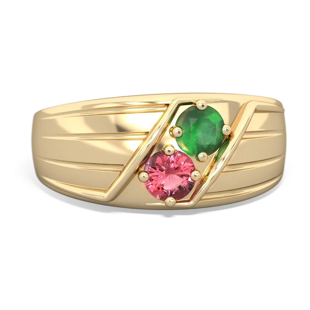 Emerald Men's Streamline 14K Yellow Gold ring R0460