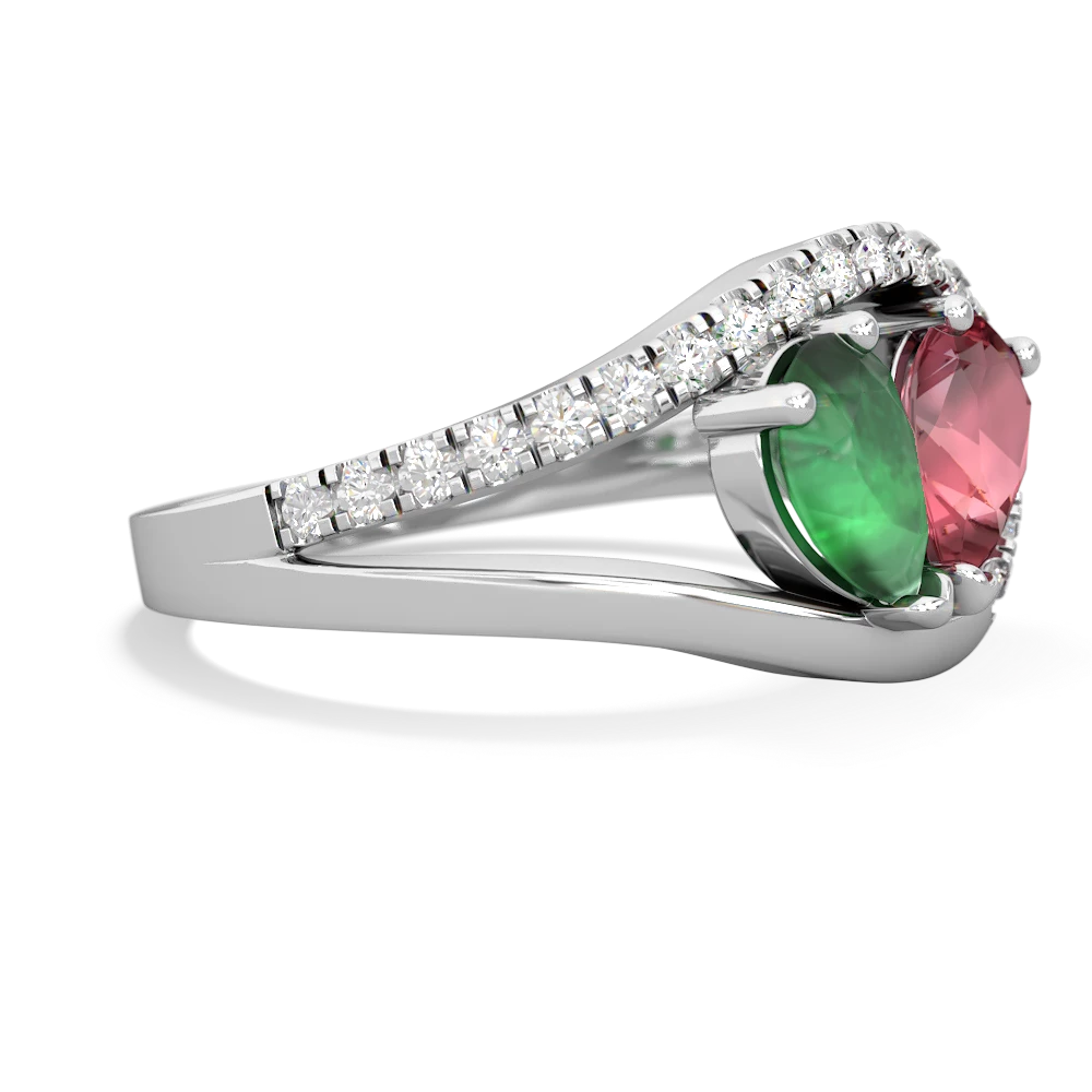 Emerald Nestled Heart Keepsake 14K White Gold ring R5650