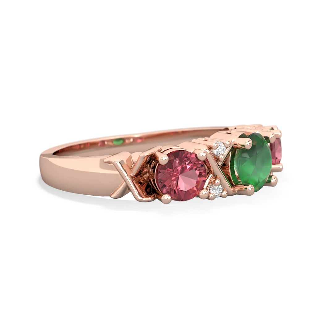 Emerald Hugs And Kisses 14K Rose Gold ring R5016