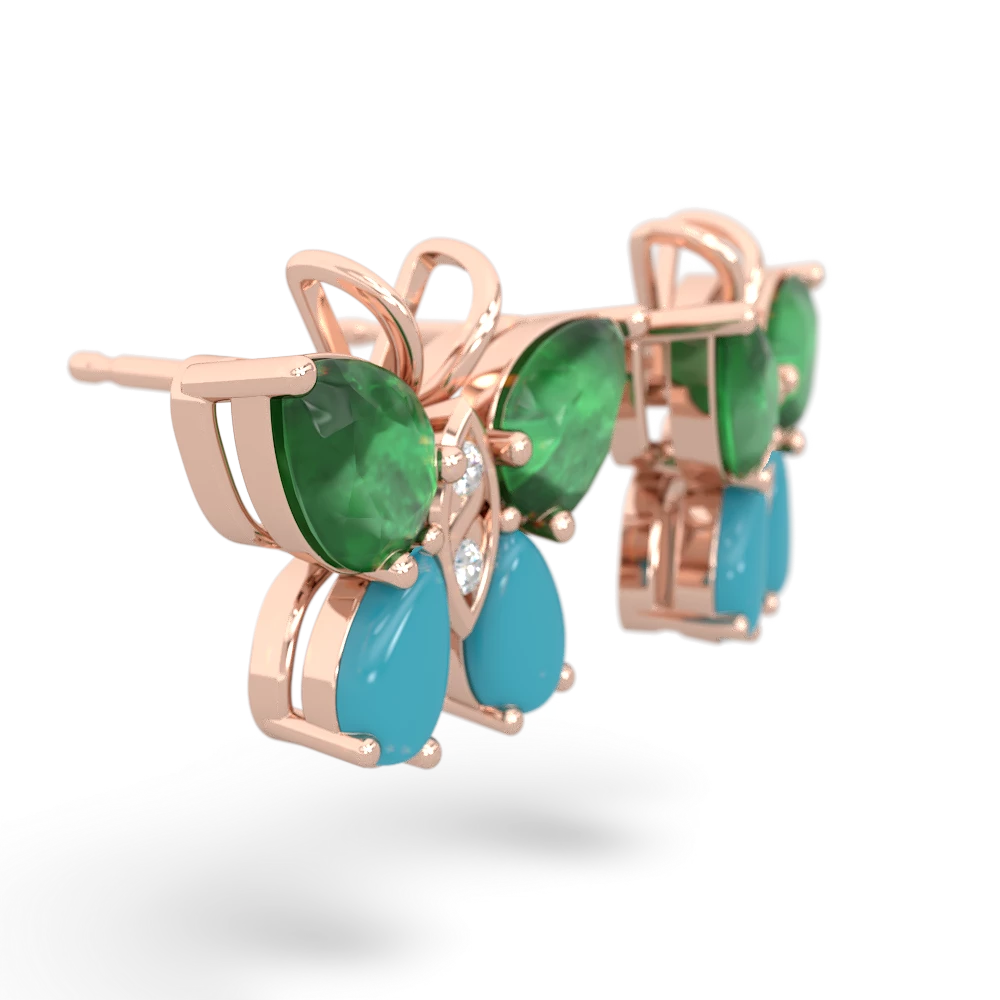 Emerald Butterfly 14K Rose Gold earrings E2215