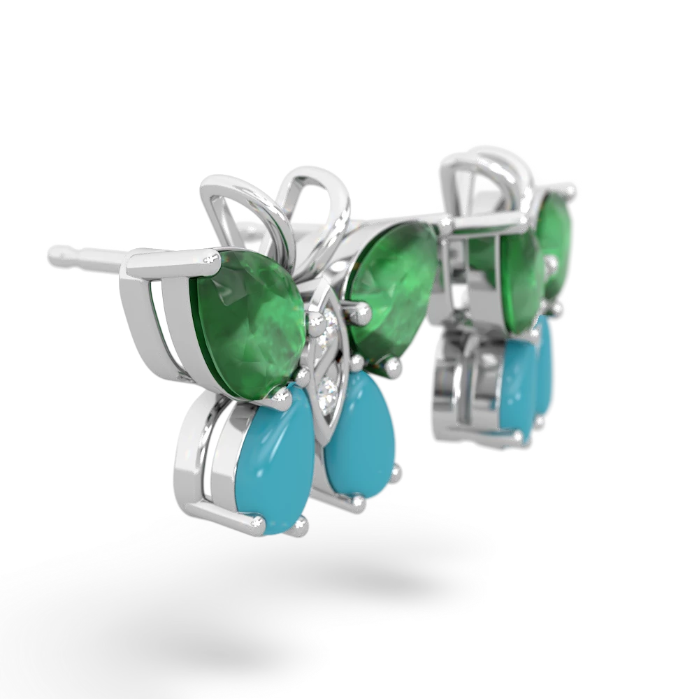 Emerald Butterfly 14K White Gold earrings E2215