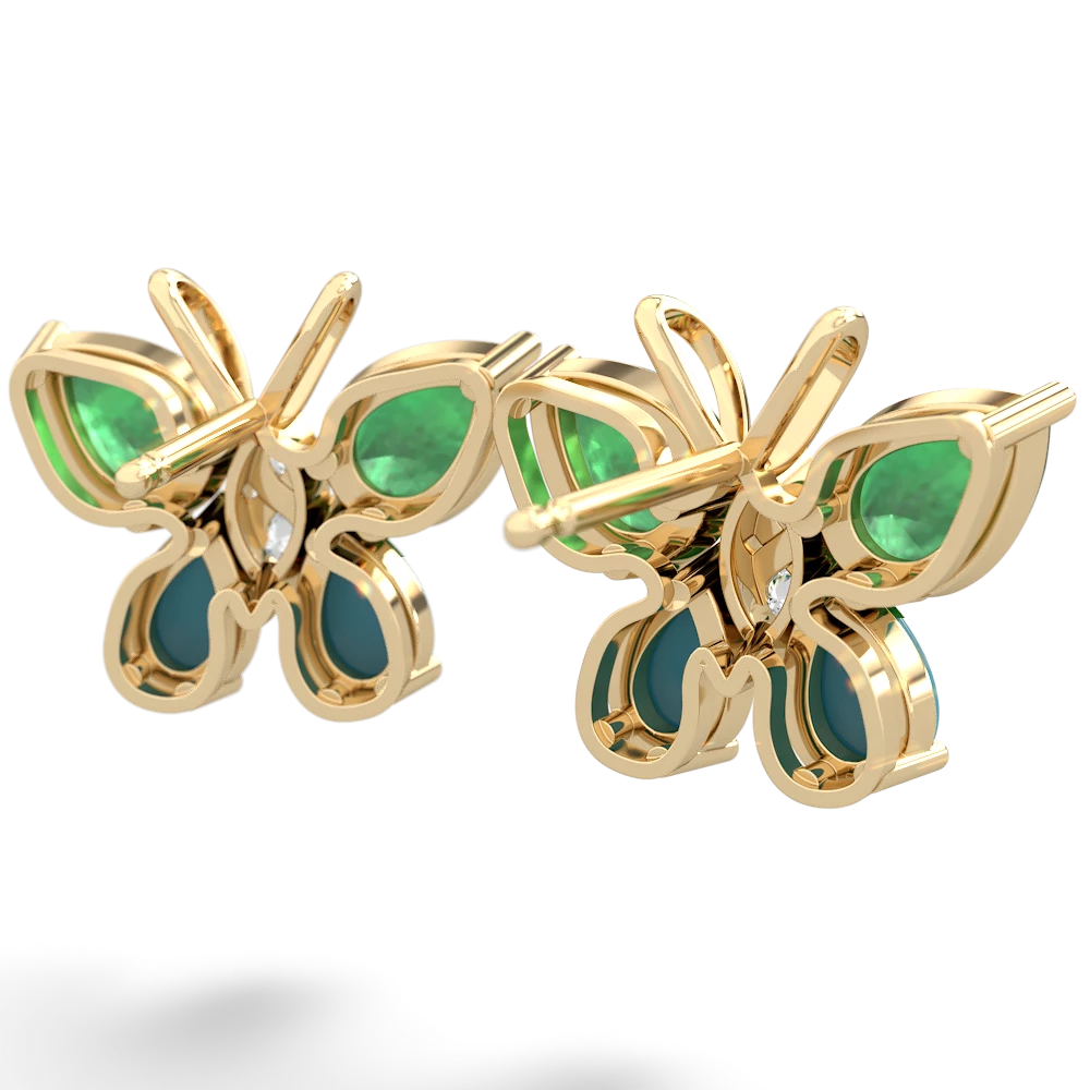 Emerald Butterfly 14K Yellow Gold earrings E2215