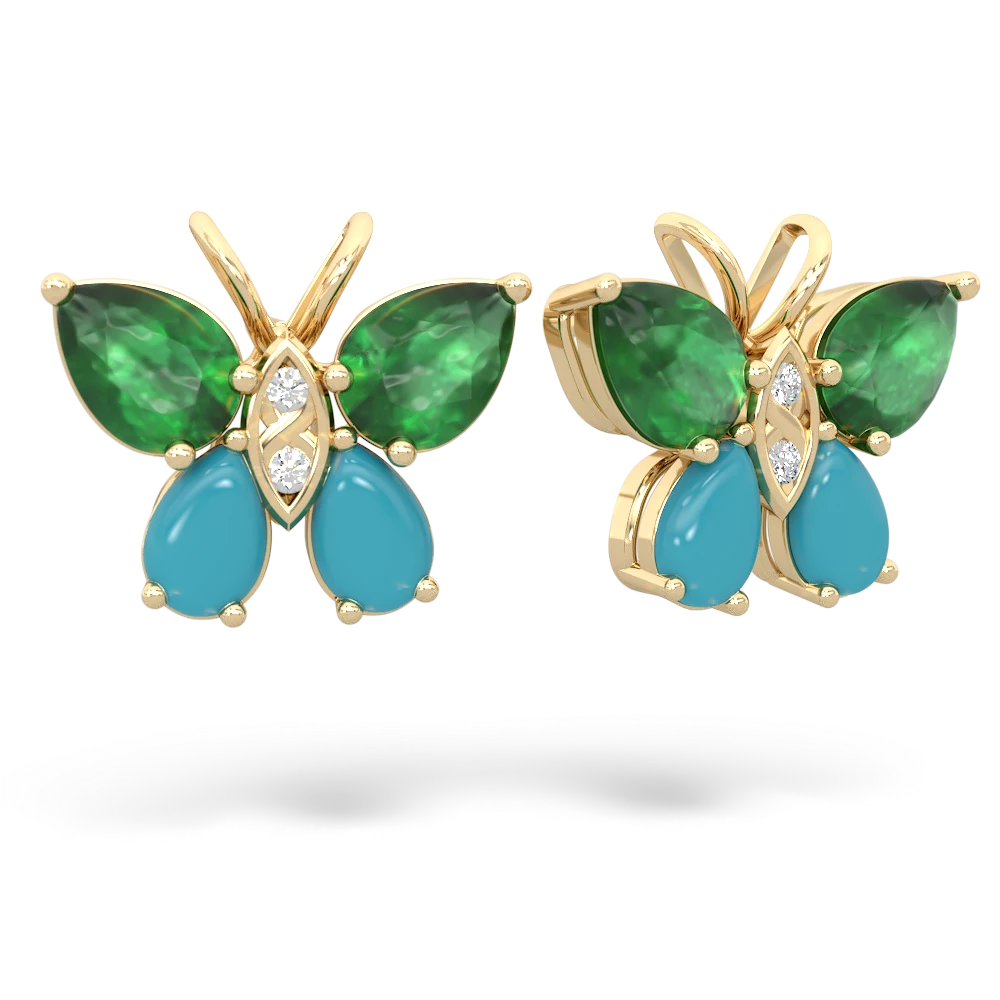 Emerald Butterfly 14K Yellow Gold earrings E2215